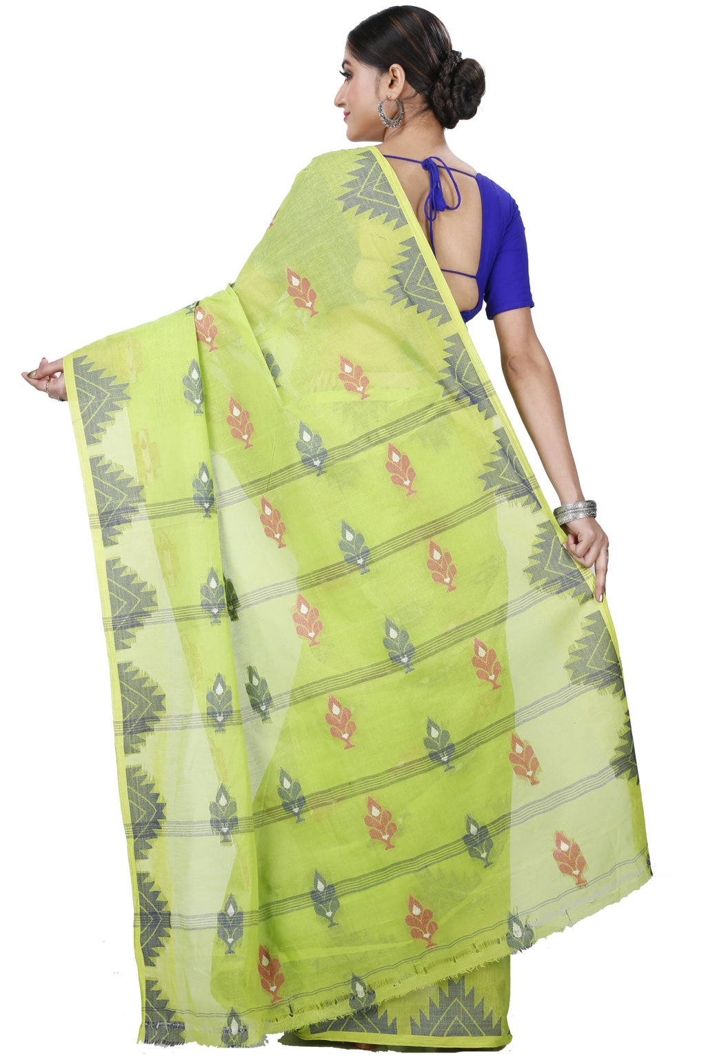 Olive Green Pure Cotton Sidra Tant Saree (1032)